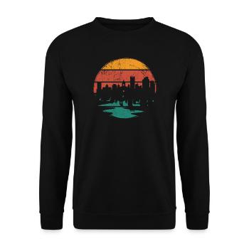 Sunset Skyline Silhouette - Unisex Sweatshirt - black - Front - Alina (178cm) & Michal (187cm)