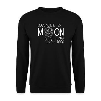 Ich liebe dich auf dem Mond (dunkel) - Unisex Pullover - Schwarz - Vorne - Alina (178cm) & Michal (187cm)