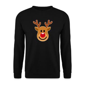 Rudolph Rentier Gesicht Weihnachten - Unisex Pullover - Schwarz - Vorne - Alina (178cm) & Michal (187cm)
