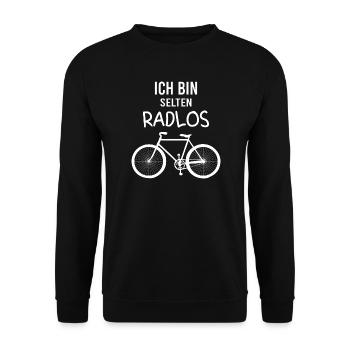 Ich bin selten rad-los Fahrraddesign - Unisex Pullover - Schwarz - Vorne - Alina (178cm) & Michal (187cm)