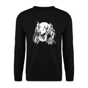 Dackel Kopf "Black Edition" - Unisex Pullover - Schwarz - Vorne - Alina (178cm) & Michal (187cm)