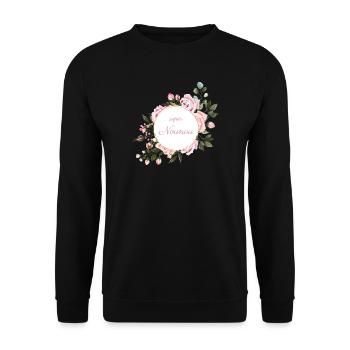 super nounou bouquet fleurs roses cadeau fin année - Sweat-shirt Unisexe - noir - Devant - Alina (178cm) & Michal (187cm)