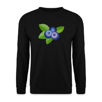 drei leuchtend blaue Heidelbeeren mit Blätter - Unisex Pullover - Schwarz - Vorne - Alina (178cm) & Michal (187cm)