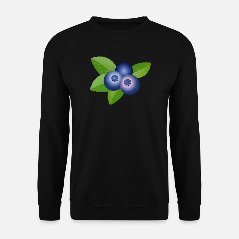 drei leuchtend blaue Heidelbeeren mit Blätter - Unisex Pullover - Schwarz