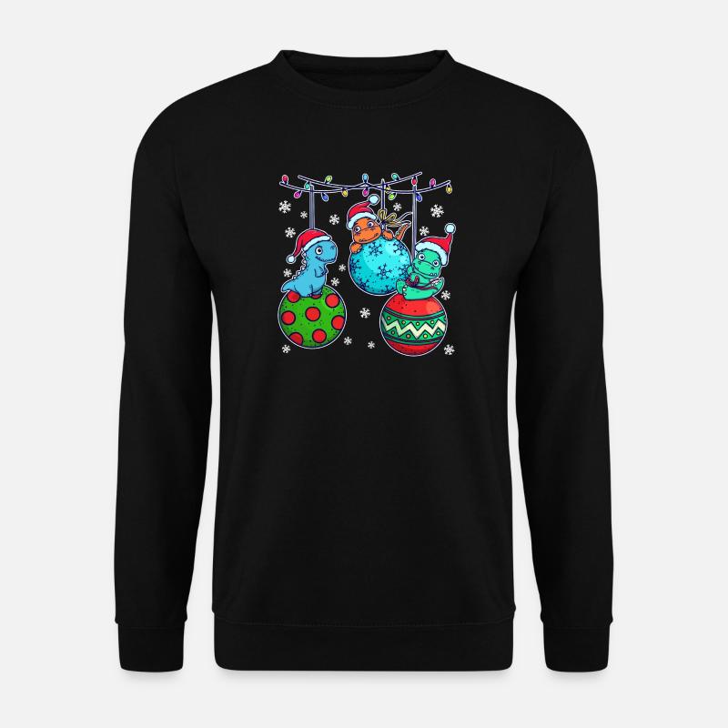 Ugly Xmas Dino Hässliche Weihnachten Schneeflocke - Unisex Pullover - Schwarz