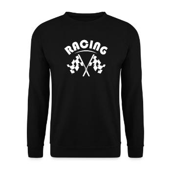 racing team symbol cars formula flag icon Logo - Unisex Pullover - Schwarz - Vorne - Alina (178cm) & Michal (187cm)