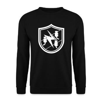 Elektriker Elektroniker Zunftzeichen Wappen Schild - Unisex Pullover - Schwarz - Vorne - Alina (178cm) & Michal (187cm)
