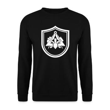 Maurer Zunftzeichen Wappen Schild - Unisex Pullover - Schwarz - Vorne - Alina (178cm) & Michal (187cm)