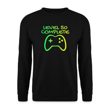50. Geburtstag Level 50 Complete - Unisex Pullover - Schwarz - Vorne - Alina (178cm) & Michal (187cm)