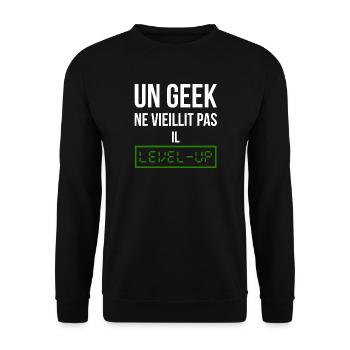 Geek Level (vert) - Sweat-shirt Unisexe - noir - Devant - Alina (178cm) & Michal (187cm)