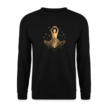 Meditation Gold Yoga Zen Butterflies Gift - Unisex Sweatshirt - black - Front - Alina (178cm) & Michal (187cm)