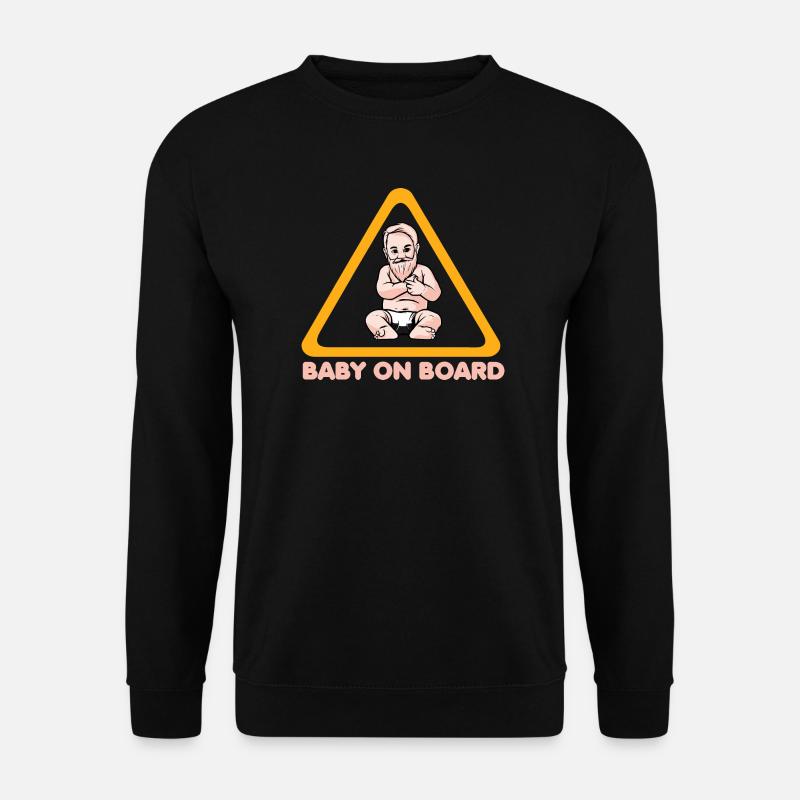 Warnschild Baby on Board mit Baby Illustration - Unisex Pullover - Schwarz