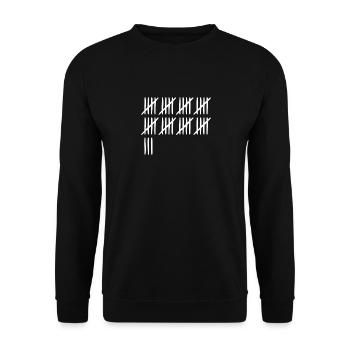 43 Geburtstag Strichliste - 43 Jahre alt - Unisex Pullover - Schwarz - Vorne - Alina (178cm) & Michal (187cm)