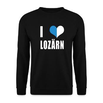 i love Lozärn Luzern Amour coeur Suisse cadeau - Sweat-shirt Unisexe - noir - Devant - Alina (178cm) & Michal (187cm)