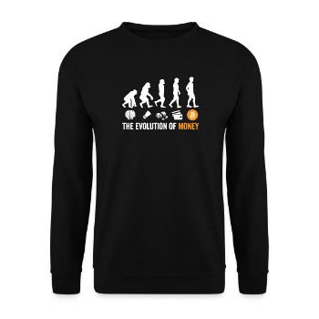 Evolution of Money Bitcoin - Unisex Pullover - Schwarz - Vorne - Alina (178cm) & Michal (187cm)
