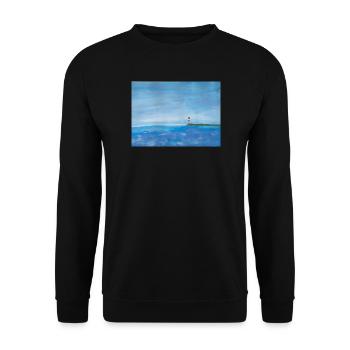 Meer Küste Leuchtturm Malerei - Unisex Pullover - Schwarz - Vorne - Alina (178cm) & Michal (187cm)