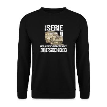 Serie SII Defender Hero Gift Dad - Unisex Pullover - Schwarz - Vorne - Alina (178cm) & Michal (187cm)