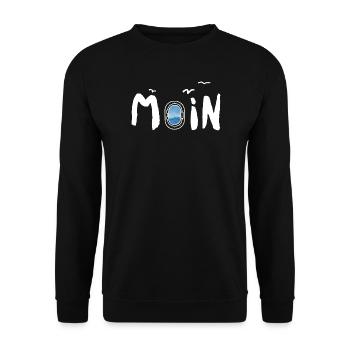 Moin Meer Leuchtturm Möwe - Unisex Pullover - Schwarz - Vorne - Alina (178cm) & Michal (187cm)