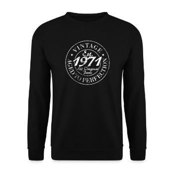 millésime est 1971 - Sweat-shirt Unisexe - noir - Devant - Alina (178cm) & Michal (187cm)