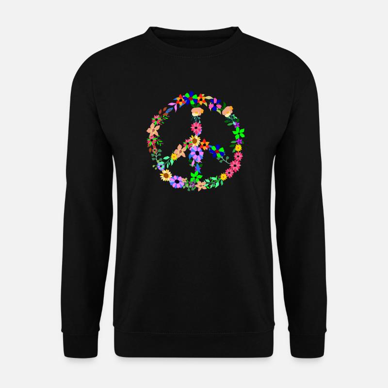 Peace Hippi Flower Power - Unisex Pullover - Schwarz