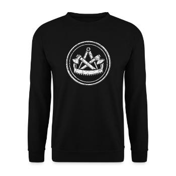 Zimmermann Guild Coat of Arms - Relief Stone Look - Unisex Sweatshirt - black - Front - Alina (178cm) & Michal (187cm)