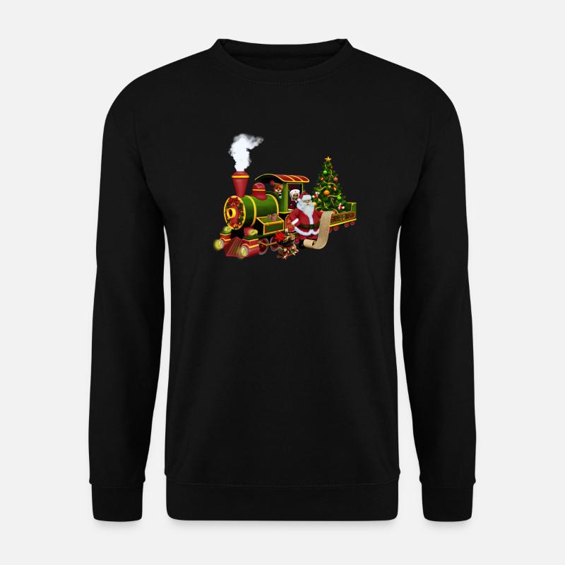 Santa mit einem Zug - Unisex Pullover - Schwarz