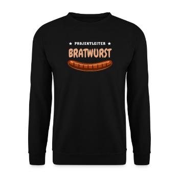 Projektleiter Bratwurst - Grill Fan Grillen Wurst - Unisex Pullover - Schwarz - Vorne - Alina (178cm) & Michal (187cm)