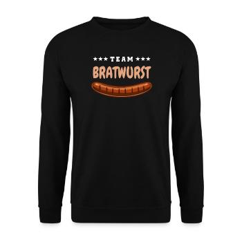 Team Bratwurst - Grill Fan - Grillen Wurst - Unisex Pullover - Schwarz - Vorne - Alina (178cm) & Michal (187cm)