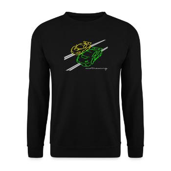 Slotracing 2 cars yellow green - Unisex Pullover - Schwarz - Vorne - Alina (178cm) & Michal (187cm)