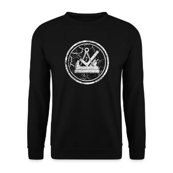 Zunftzeichen Tischler Schreiner Rund im used Look - Unisex Pullover - Schwarz - Vorne - Alina (178cm) & Michal (187cm)