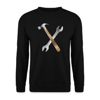 Clé à molette et marteau de charpentier - Sweat-shirt Unisexe - noir - Devant - Alina (178cm) & Michal (187cm)