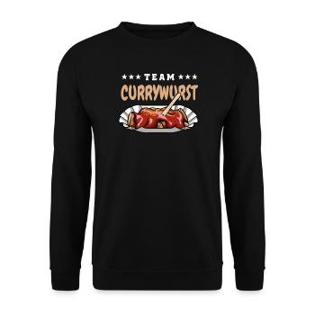 Team Currywurst - Fast Food Fan - Wurst Kult - Unisex Pullover - Schwarz - Vorne - Alina (178cm) & Michal (187cm)