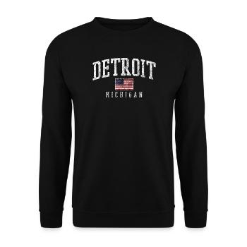 Detroit Flagge Michigan Stil - Unisex Pullover - Schwarz - Vorne - Alina (178cm) & Michal (187cm)
