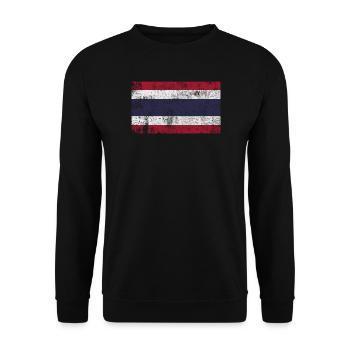 Flagge Thailand Fahne Grunge Retro Vintage - Unisex Pullover - Schwarz - Vorne - Alina (178cm) & Michal (187cm)