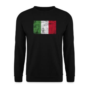 Flagge Italien Fahne Grunge Retro Vintage - Unisex Pullover - Schwarz - Vorne - Alina (178cm) & Michal (187cm)