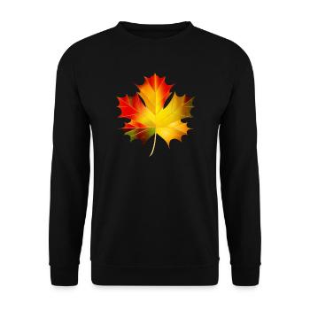 wunderschön leuchtendes herbstliches Ahornblatt - Unisex Pullover - Schwarz - Vorne - Alina (178cm) & Michal (187cm)