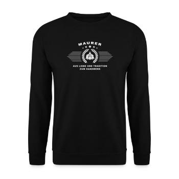 Maurer aus Liebe und Tradition zum Handwerk - Unisex Pullover - Schwarz - Vorne - Alina (178cm) & Michal (187cm)