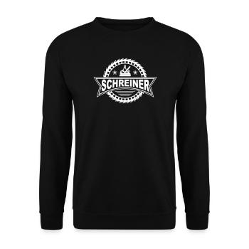 Zunftzeichen Schreiner mit coolem Sägeblatt - Unisex Pullover - Schwarz - Vorne - Alina (178cm) & Michal (187cm)