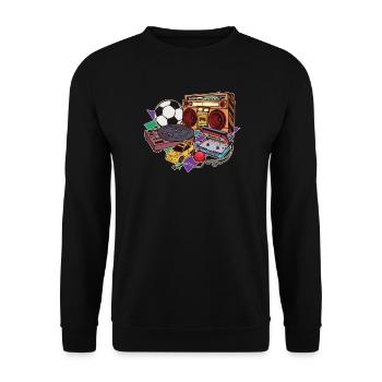 Retro Vintage Old School Style - Unisex Pullover - Schwarz - Vorne - Alina (178cm) & Michal (187cm)