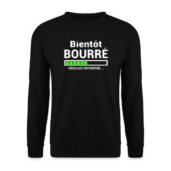 BIENTÔT BOURRE VEUILLEZ PATIENTER - Sweat-shirt Unisexe - noir - Devant - Alina (178cm) & Michal (187cm)