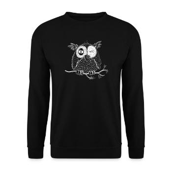Happy Eule - Unisex Pullover - Schwarz - Vorne - Alina (178cm) & Michal (187cm)
