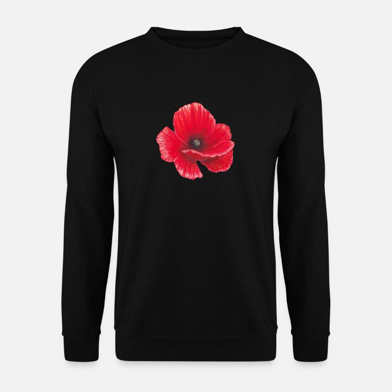 Poppy Aquarell Illustration Kunst - Unisex Pullover - Schwarz