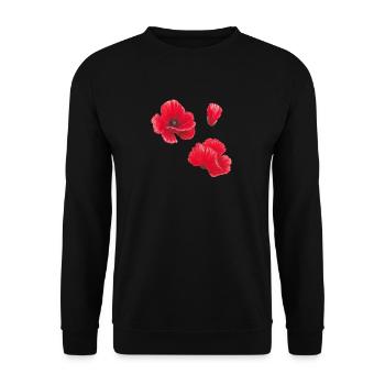 Poppy Aquarell Illustration Kunst - Unisex Pullover - Schwarz - Vorne - Alina (178cm) & Michal (187cm)