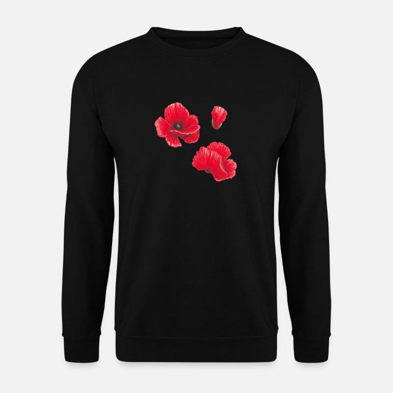 Poppy Aquarell Illustration Kunst - Unisex Pullover - Schwarz
