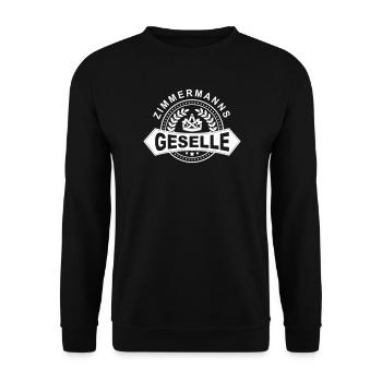 Zimmermanns Geselle Lorbeerkranz mit Zunftzeichen - Unisex Pullover - Schwarz - Vorne - Alina (178cm) & Michal (187cm)