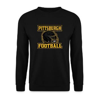 Pittsburgh Football Helm Logo - Unisex Pullover - Schwarz - Vorne - Alina (178cm) & Michal (187cm)