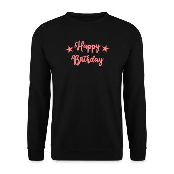 JAHRESTAG. ALLES GUTE ZUM GEBURTSTAG. ALLES GUTE ZUM GEBURTSTAG. - Unisex Pullover - Schwarz - Vorne - Alina (178cm) & Michal (187cm)