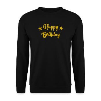 JAHRESTAG. ALLES GUTE ZUM GEBURTSTAG. ALLES GUTE ZUM GEBURTSTAG. - Unisex Pullover - Schwarz - Vorne - Alina (178cm) & Michal (187cm)