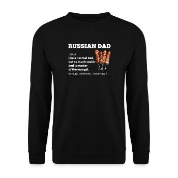 Russischer Vater Geschenk - Unisex Pullover - Schwarz - Vorne - Alina (178cm) & Michal (187cm)