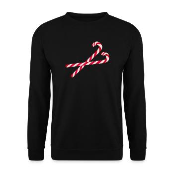 two bright red & white striped candy canes - Unisex Sweatshirt - black - Front - Alina (178cm) & Michal (187cm)